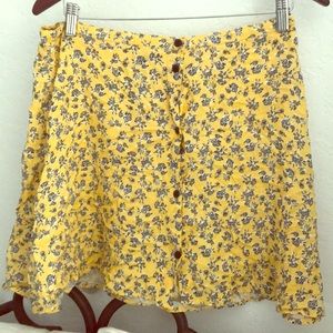 Yellow skirt button up front w/ floral pattern